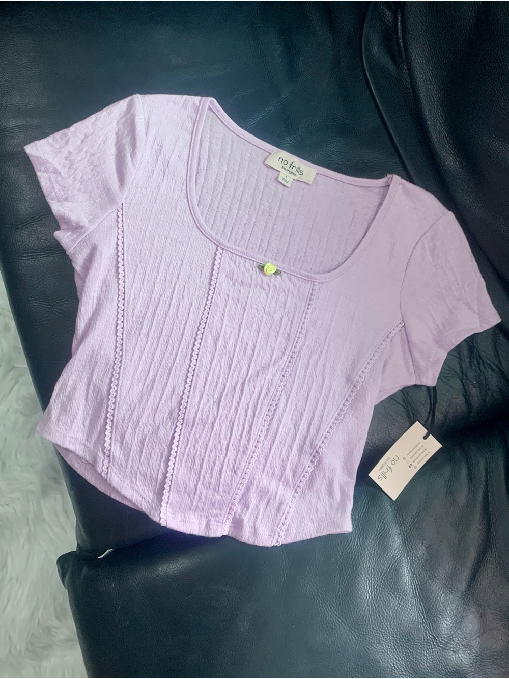 No Frills Lavender Scoop Neck Short Sleeve Top - Women's